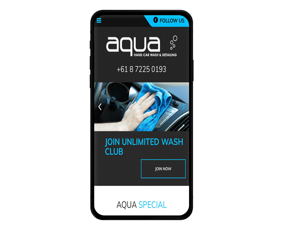 Web development & Web design Company Australia aquacarwash mobile device